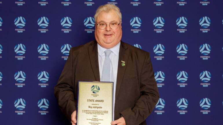 Roy Ashpole Honoured at Football NSW State Dinner 2023